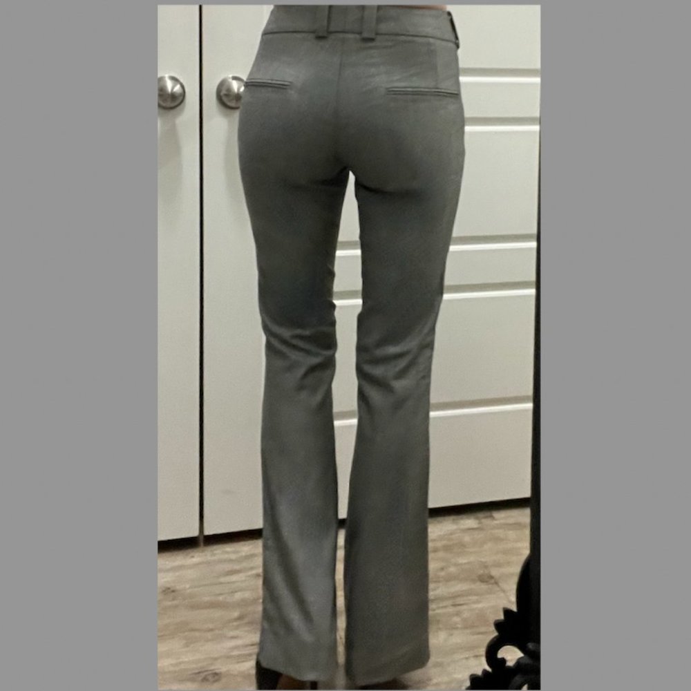 Norisol Ferrari, gray textured bootcut pants, wool & silk, size 4